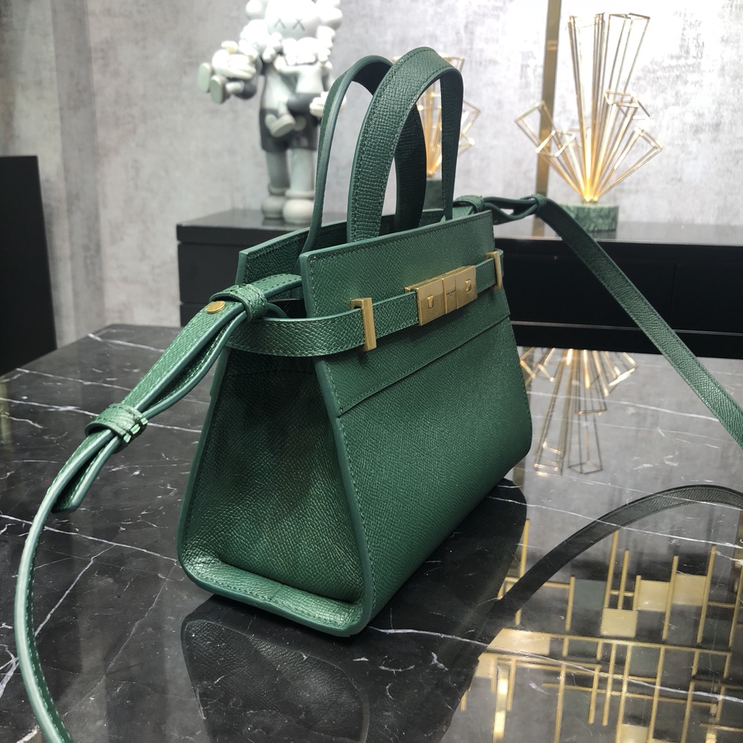 Saint Laurent Manhattan Box Nano Calfskin Shoulder Bag Handbag Green 593741 